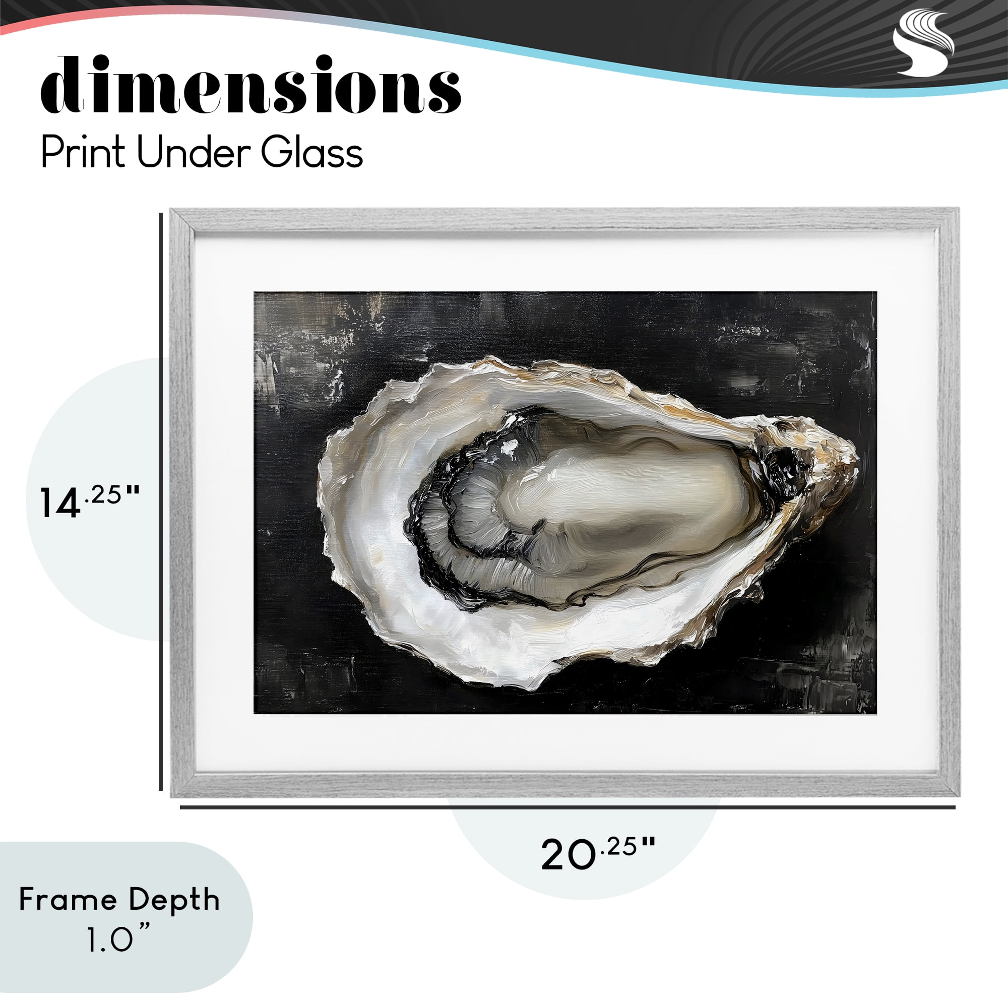 Stupell Industries Black Oyster Pearlescent Shell Gray Framed Print Under Glass, design by LSR Design Studio