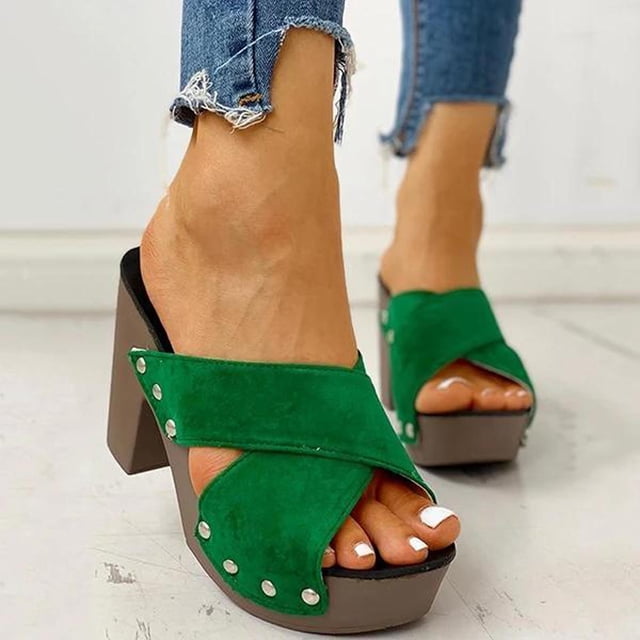 Nuevas sandalias de mujer cómodas con suela gruesa y tacón alto con tiras cruzadas y boca de pescado Wmkox8yii hfjk3534