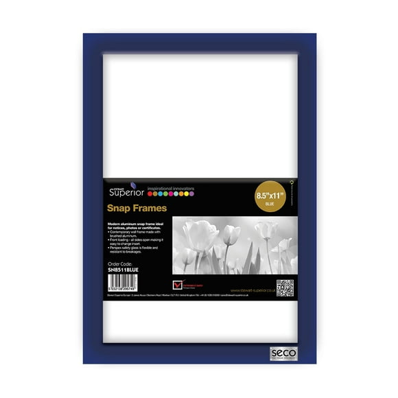 SECO Snap Poster Frame Case, 8.5 x 11 Inches, Blue