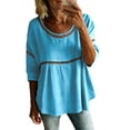 thumbnail image 2 of Womens Floral Babydoll Tops，Embroidered Tops Boho Floral Tops Crewneck Short Sleeve Shirts Office Work Tops Floral Blouses For Women Elegant Loose Fit Top Casual Summer Shirts XL, 2 of 9