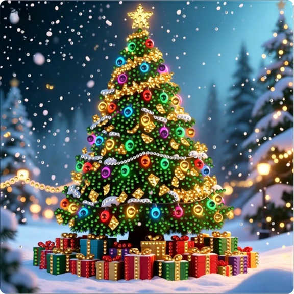 Christmas Diamond Art Kit for Adults, Christmas Tree Pearl Diamond Painting, Christmas Home Decor Craft Kit for Adults, 10 X 10 Inch