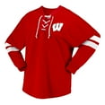 thumbnail image 2 of Unisex Spirit Jersey Red Wisconsin Badgers Lace-Up V-Neck Long Sleeve T-Shirt, 2 of 3