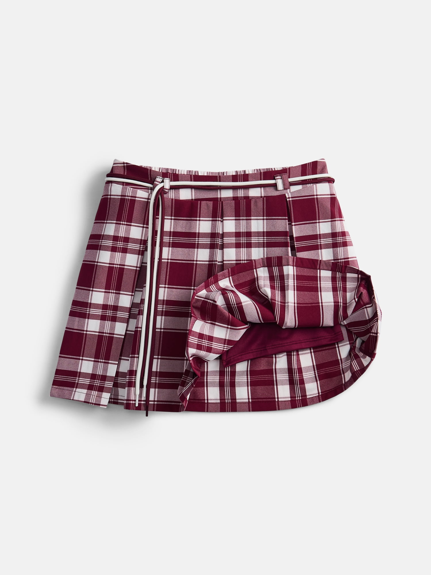 Weekend Academy Girls Pleated Skort with Shoe String Belt, Sizes 4-18