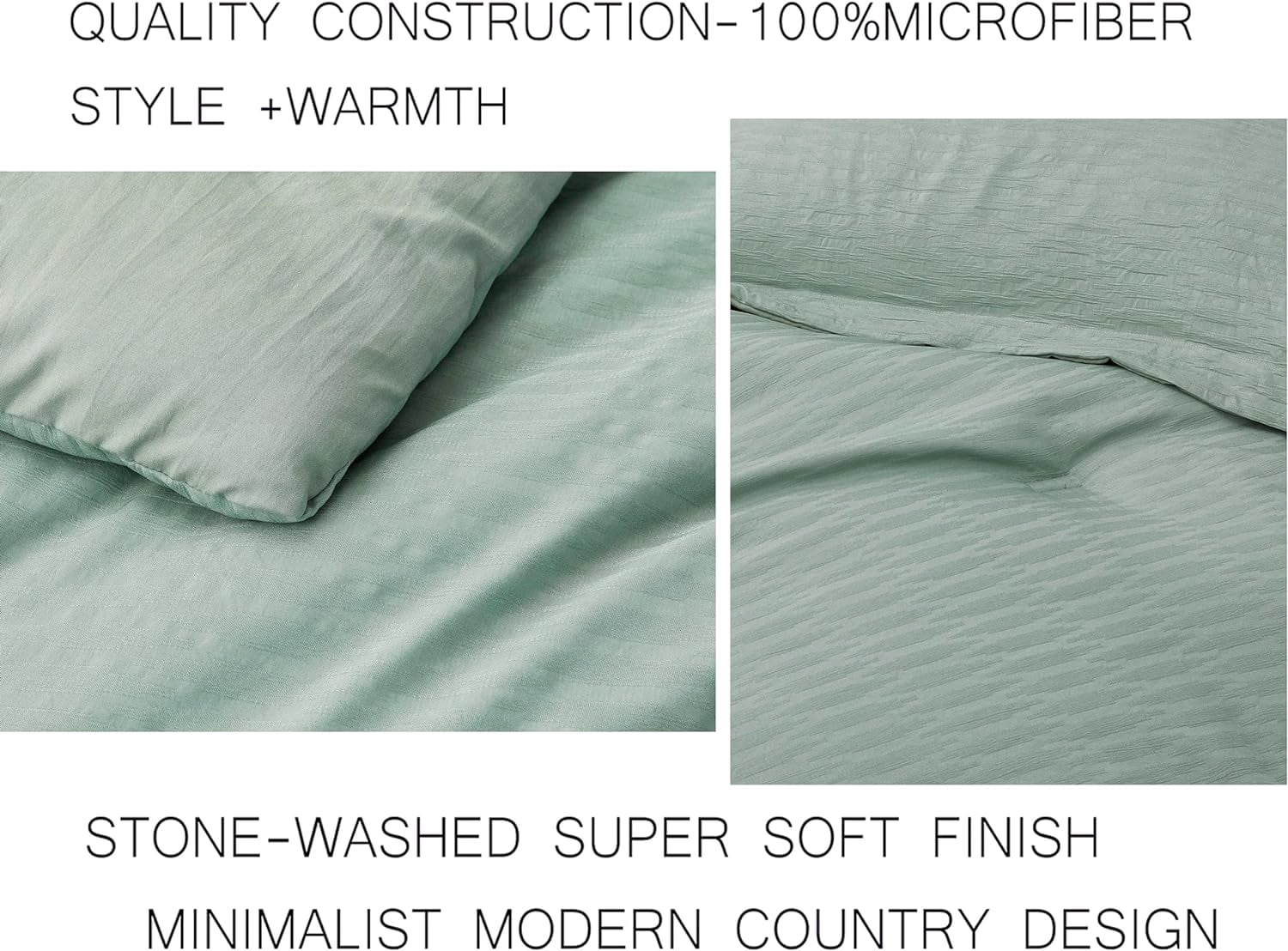 Chezmoi Collection Calvin 3-Piece Jacquard Comforter Set Oversized King Size, Sage Green Textured Woven Lightweight Comforter Bedding for All Season