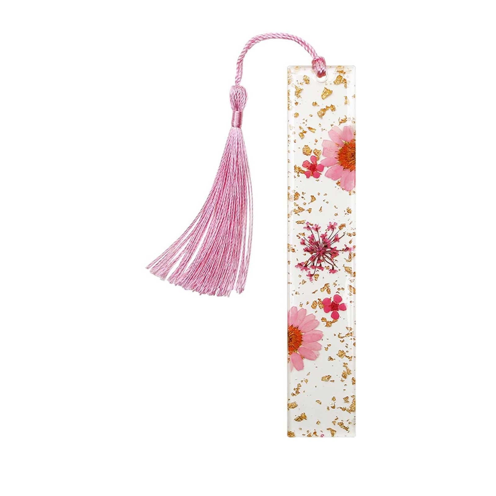 LQXZWJY Marque-Pages Fleurs Séchées avec Pompons, Marque-Pages pour Femmes, Marque-Pages en Résine Durable Fait Main, Joli et Augmente l'Intérêt de Lecture
