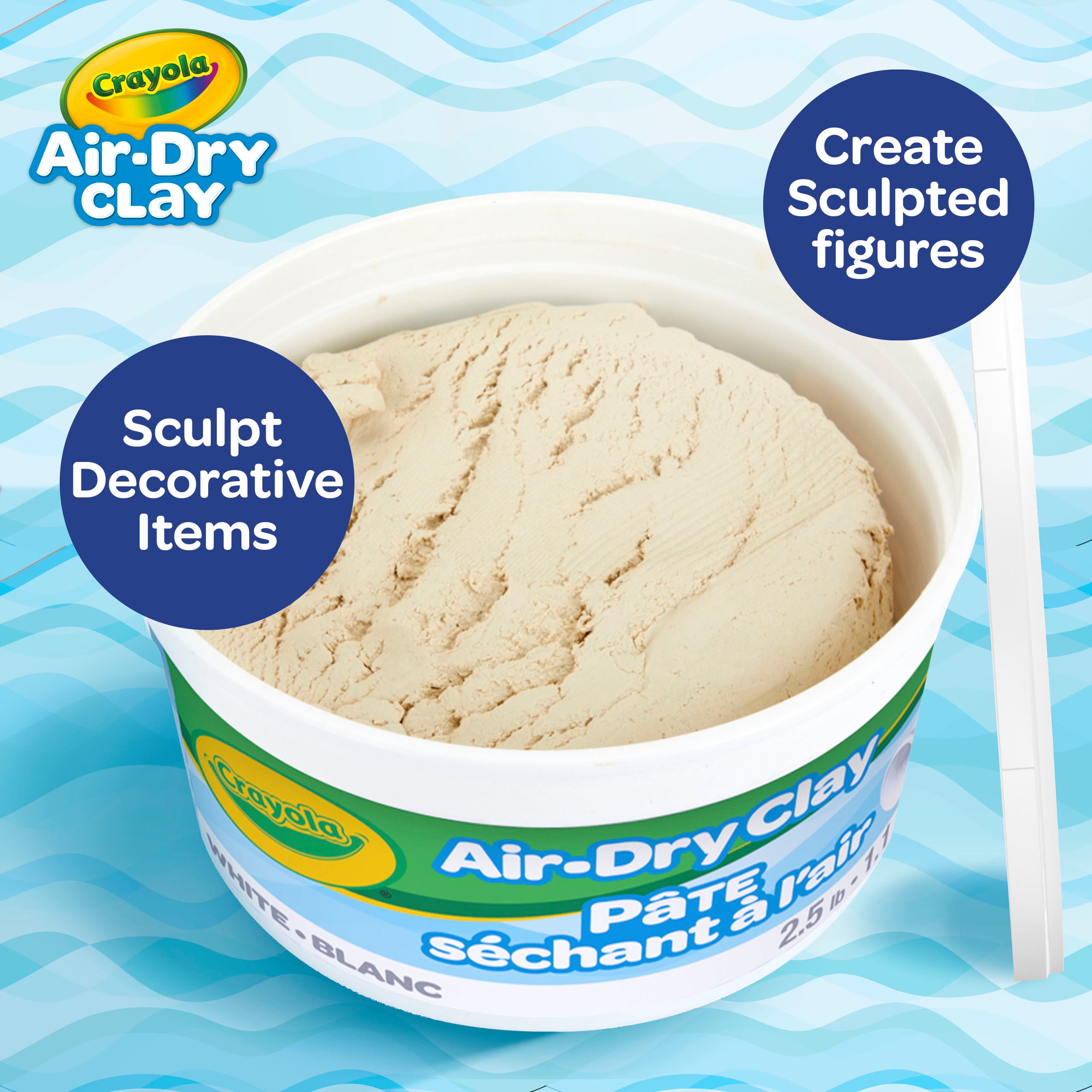 Crayola Air-Dry Clay, White, 2.5 Lb Resealable Bucket 