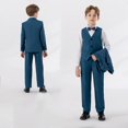 thumbnail image 3 of Boys Formal Suit Set, 4 Piece Blazer Vest Pants Bow Tie Outfit, Kids Wedding Tuxedo Set for School Events and Special Occasions, Classic Gentleman Suit Blackish Green 100, 3 of 4