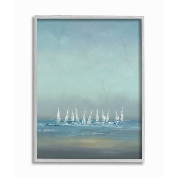 The Stupell Home Decor The Regatta Abstract Seascape Gray Framed Texturized Art
