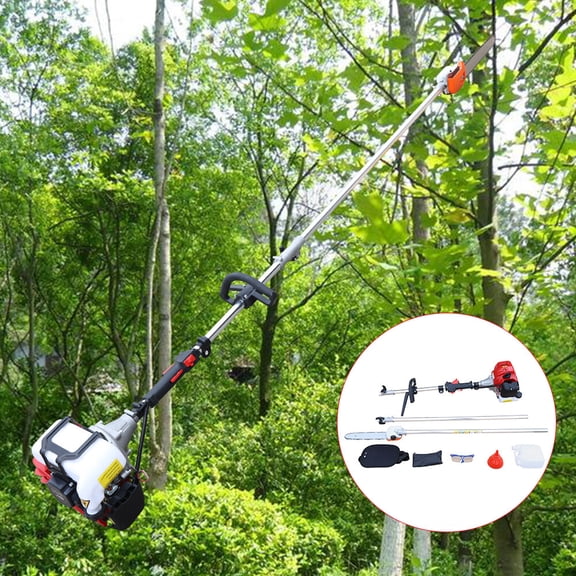 43cc Gas Pole Saw Telescoping 7.9 To 11.5 FT, 2-Cycle Long Reach Chainsaw with 12 Inch Bar, Professional Power for Tree Trimming and High Limb Pruning