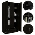 thumbnail image 2 of Boahaus Frankfurt Modern Armoire with 2 Cabinets and 2 Drawers, Black, for Bedroom, 2 of 6