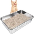 thumbnail image 1 of Arenero para Gato Inoxidable 60 * 40 * 15cm,Arenero Acero Inoxidable Lado Alto,Caja de Arena para Gatos Grande para Gato,Perro, Conejo,con Antiadherentes, Sin Olor, Fáciles de Limpiar, 1 of 8