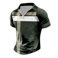 thumbnail image 4 of Afdoent Mens Polo Shirts Male Leisure Fashion Striped Color Block Short Sleeve Shirt Top Comfortable, 4 of 4