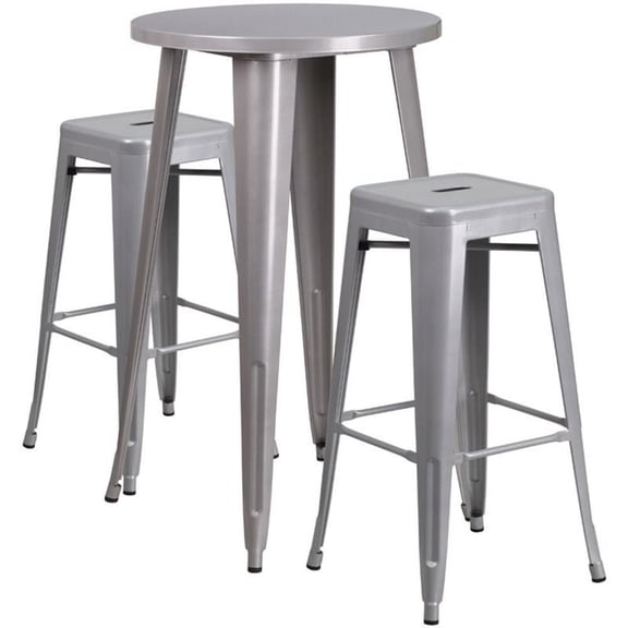 Bowery Hill Round Patio Bistro Set in Gray