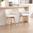 thumbnail image 2 of Zesthouse 26.6" Swivel Counter Height Bar Stools Set of 2, Upholstered Sherpa Barstool with Curved Back and Wood Legs, Mid Century Modern Counter Height Chairs for Pub Kitchen Island, White, 2 of 11