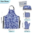 thumbnail image 3 of Simple Purple Leaf Oven Mitts and Pot Holders with Chef Apron Set 5 Pcs Kitchen Cooking Set, 3 of 6