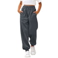 thumbnail image 2 of UACY Girl's Sweatpants Kids Cotton Drawstring Joggers Elastic Waisted Athletic Pants with Zippered Pockets for Teen Girls (Grey, 7-8 Years), 2 of 7
