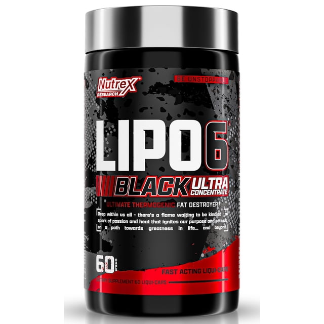 Nutrex Research Lipo-6 Negro Ultra Concentrado | Suplemento termogénico energizante para quemar grasa, aumenta la pérdida de peso, energía y concentración intensa | Cápsula, 60 unidades