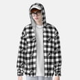 thumbnail image 4 of Haiem Black Tartan Plaid UPF 50+ Fishing Shirts for Men Long Sleeve UV Sun Protection Hoodie Non-Mask Outdoor Hiking Shirts, 4 of 9