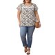 thumbnail image 2 of GRACE & GRANDEUR Blusa Floral Impresa de Pascua para Mujeres de Talla Grande con Cuello de Muesca y Borde de Encaje, Mangas con Volantes, Top Casual de Verano 2X Negro, 2 of 6