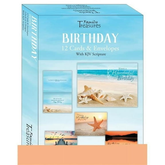 Family Treasures Wholesale 256556 Boxed - Card Birthday-Coastal - Box of 12