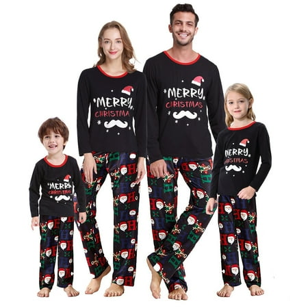 

JBEELATE Family Matching Christmas Pajama Set Holiday Letter Printed Sleepwear Homewear PJs for Dad Mom Kids