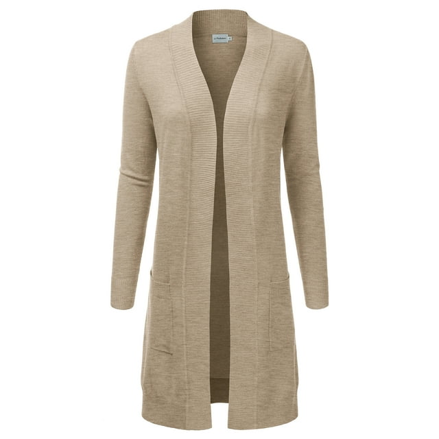 Doublju Women's Lightweight Long Sleeve Open Front Long Cardigan