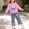 thumbnail image 6 of DJDLJWCJ 2 Piece Girls Casual Outfit Sets Bow Print Long Sleeve Crewneck Sweatshirt with Elastic Waist Wide Leg Pants Set Hot Pink Size 12M, 6 of 7