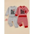 thumbnail image 3 of BemeyourBBs Toddler Baby Boy Girl Valentines Day Outfit Fall Winter Spring Clothes Striped Heart Letter Long Sleeve Sweatshirt and Pants 2 Piece Outfits Set, 3 of 9