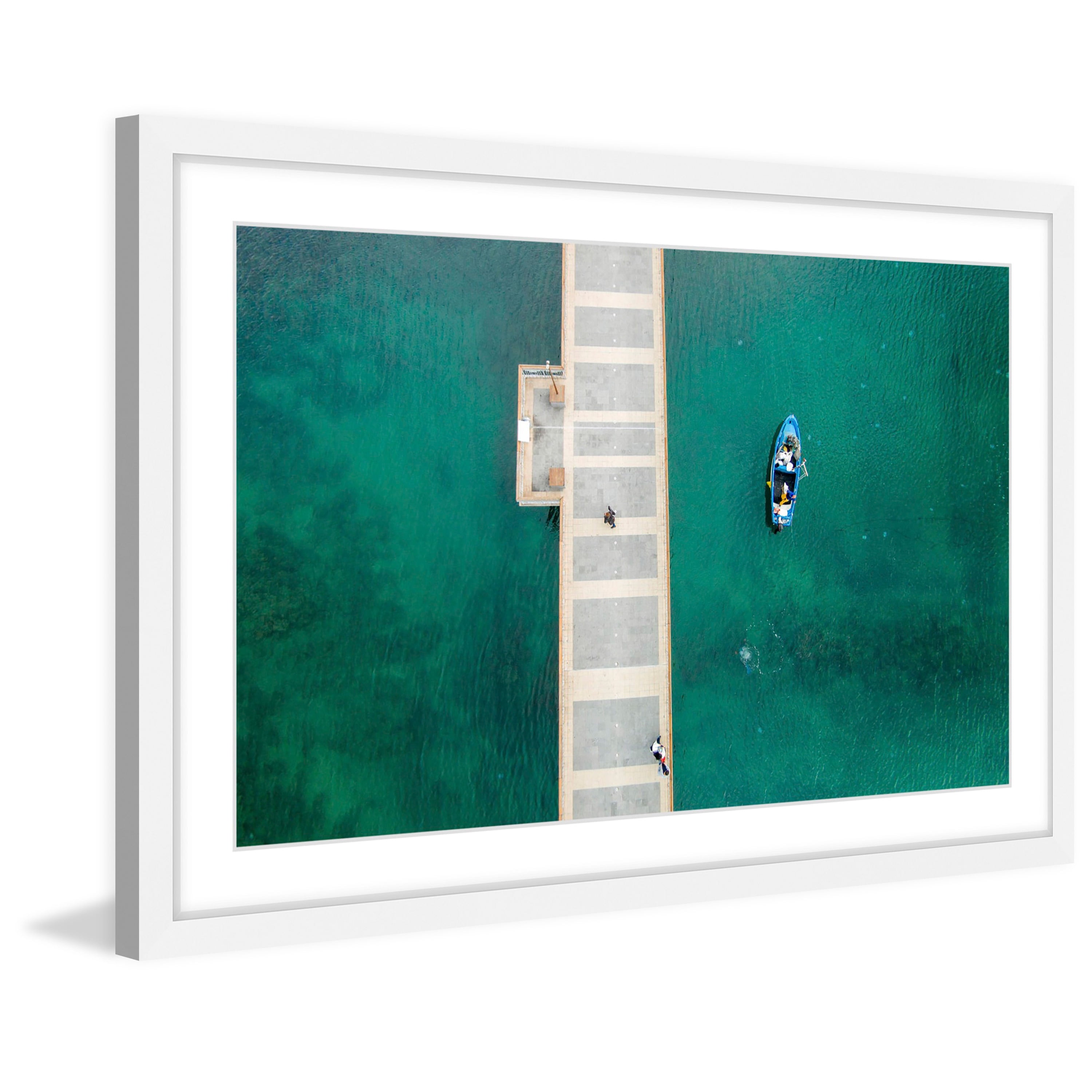 Marmont Hill "Floating Blue Boat" By Karolis Janulis Framed Painting Art Print, 30.0" x 1.5"