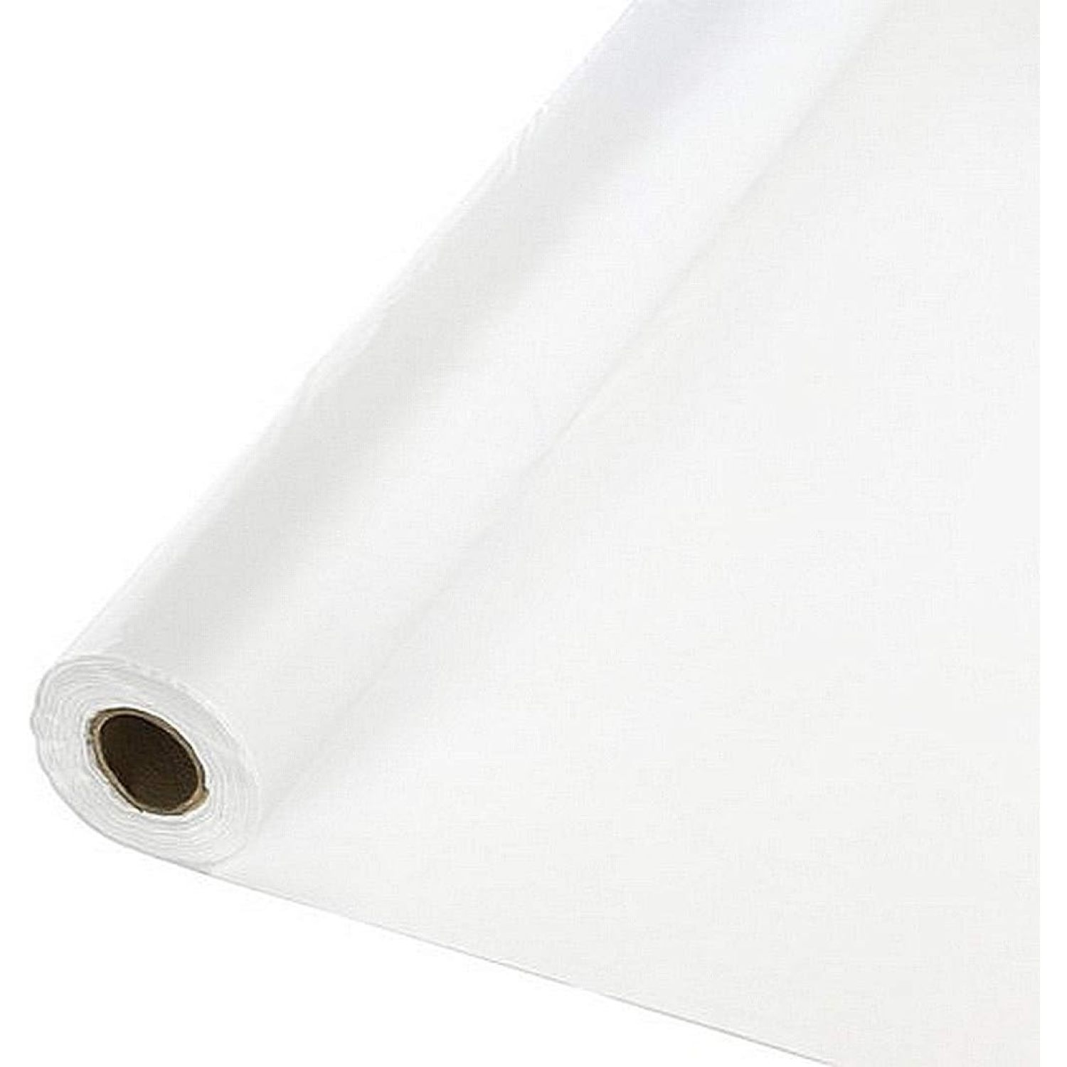 HElectQRIN White 40" X 100 Ft Heavy Duty Banquet Roll Plastic Table Cloth