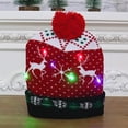 thumbnail image 2 of Sombrero de suéter de punto con patrón de dibujos animados, gorro de nieve con luz suave intermitente, colorido LED, regalos de Navidad de Año Nuevo, novedad, 2 of 4