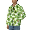 thumbnail image 3 of Wukai Green Kiwi Print Men's Zip-Up Hoodie,Fleece Full-Zip Hoodie for Men, Hooded Sweatshirt-Small, 3 of 5