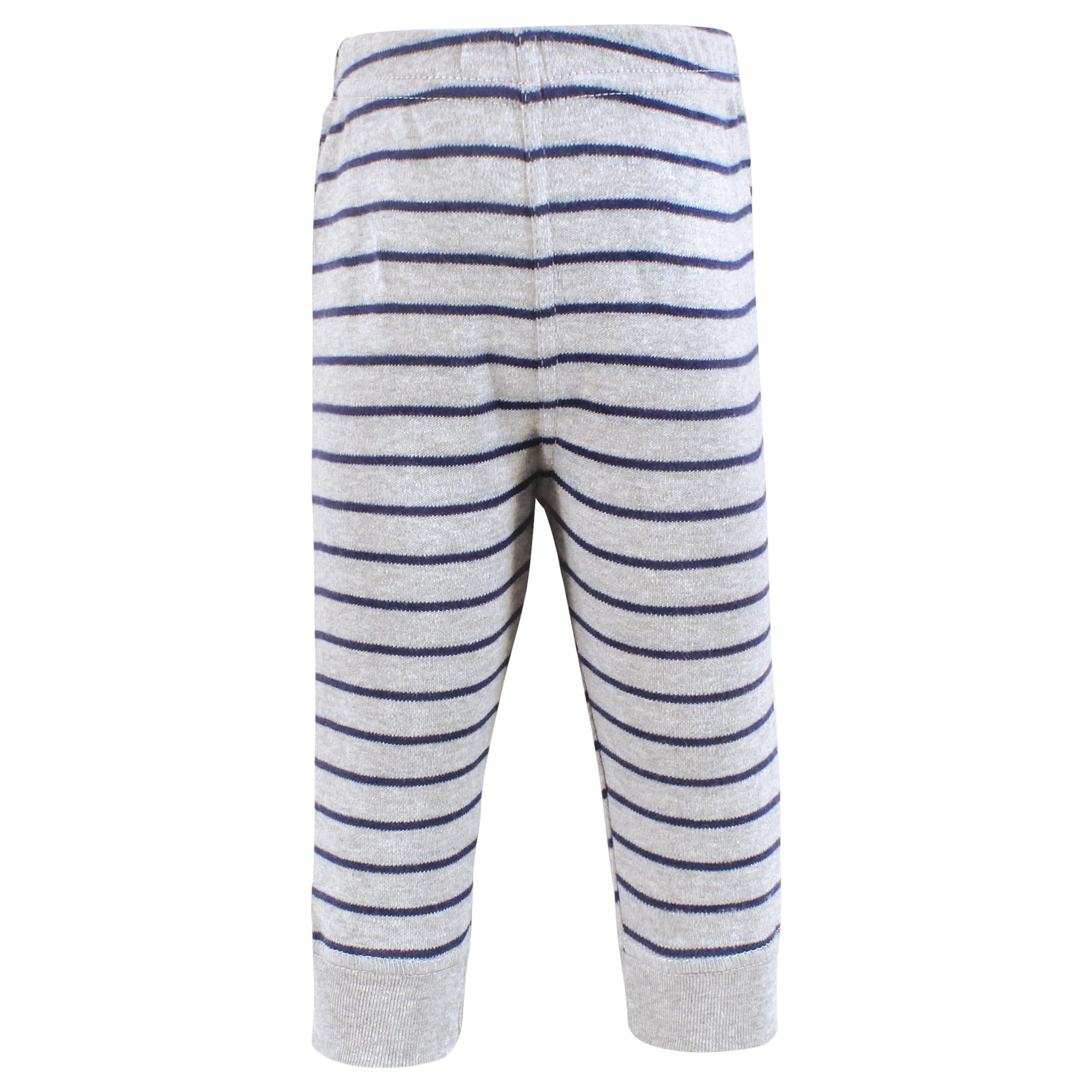 Hudson Baby Boys Cotton Pants and Leggings, Stripe Burgundy Olive, 3T