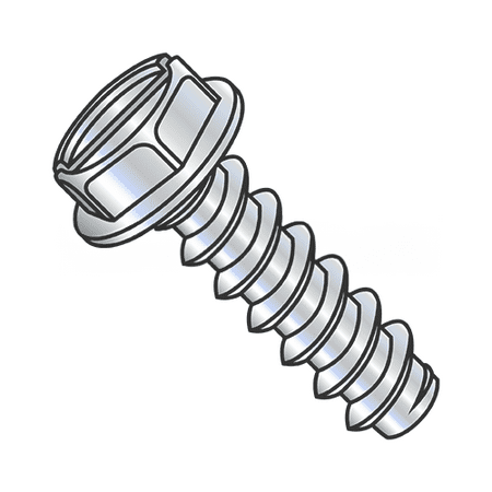 

Self-Tapping Screw - Type B - Slotted Indented Hex Washer Head - Zinc Plated Steel - 1/4 -14 Thread - 3/8 Long