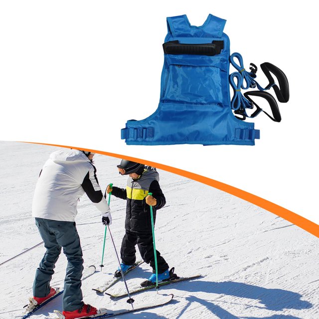 Arnés de esquí infantil con cinturón de remolque, cuerda de remolque anticaídas, cinturón de entrenamiento para patinaje en línea, esquí y otras activ Azul