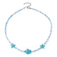 thumbnail image 2 of 20 pc Turquoise Starfish Turtle Seed Beaded Necklace for Women Deep Sky Blue 15.75 inch(40cm), 2 of 5