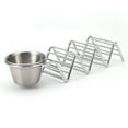 thumbnail image 1 of Taco Stand Stainless Steel 3 Grid V Shaped Glossy Taco Holder Rack for Kitchen Home with Sauce Cup, 1 of 9