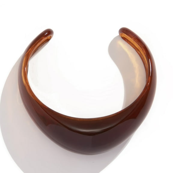 Zhuge Brown Adjustable Open-Cuff Bold Acrylic Resin Bangle, Single Piece Statement Chunky Cuff Bracelet with Glossy Finish