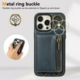 thumbnail image 6 of Dteck Wallet Case for iPhone 16 Plus, Magnetic Clasp Zipper Purse PU Leather Wristlet Wallet Case with Credit Card Slot Holder Back Flip Cover with Strap for iPhone 16 Plus 2024, Blue, 6 of 6