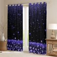thumbnail image 2 of Homewish Black Blue Blackout Curtains Set of 2 (52x84 Each), Diamonds Sequins Print Curtain for Girls, 2 of 5