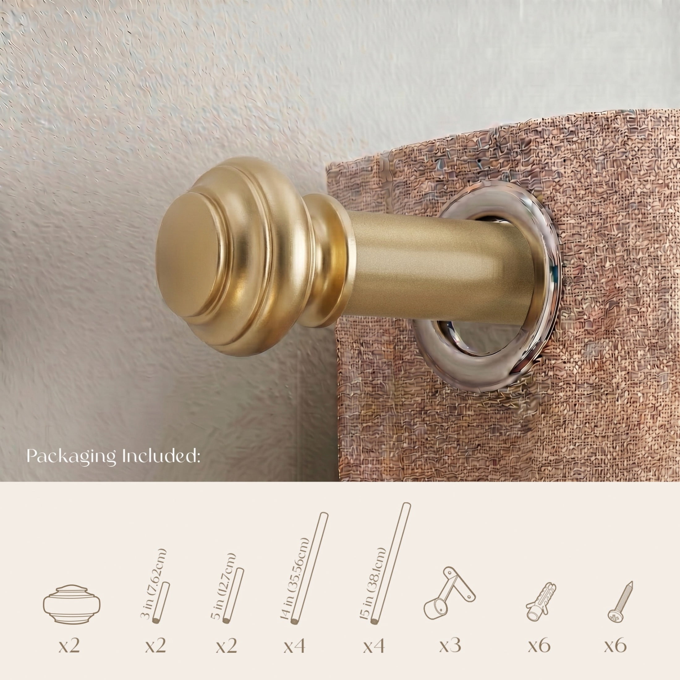 Dwell Studio, Cutomizable Curtain Rods, 3/4" Iron Material, 20 inch-120 inch Kit, Satin Brass