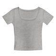 thumbnail image 2 of Short Sleeve T-Shirts for Girls Summer Crop Tops Square Neck Slim Fit Basic Tee Trendy Tween Girls Trendy Clothes for Hot Weather, 2 of 6