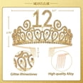 thumbnail image 2 of MEANT2TOBE Gold 12th Birthday Sash and Tiara for Girls - Glitter Sash + Rhinestone Tiara, Perfect Princess Party Gift, 2 of 7
