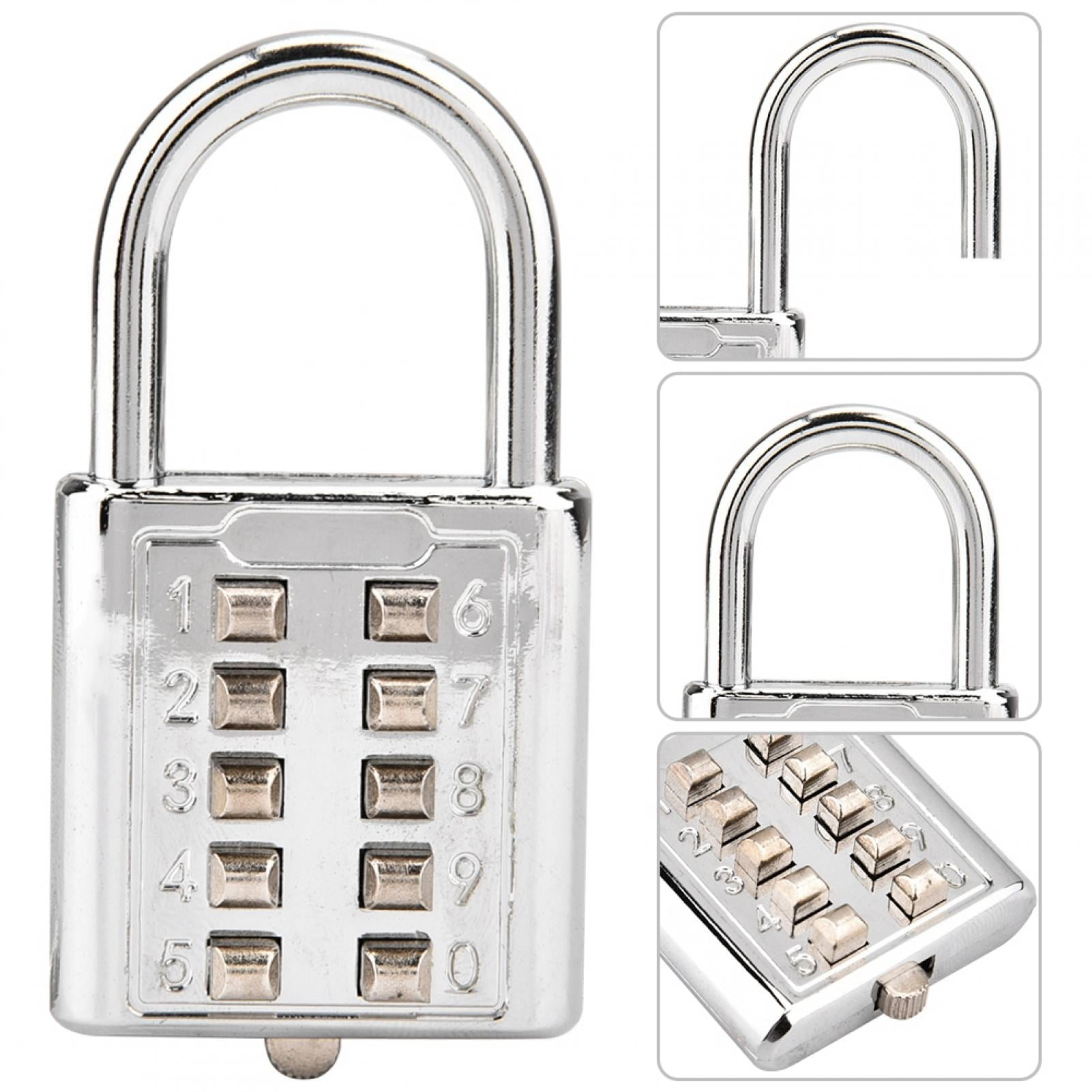 uxcell 10-Digit Combination Padlock Push Button Locker Cabinet Lock Silver Tone 2Pcs