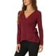 thumbnail image 4 of INSPIRE CHIC Blusas Peplum Envueltos para Mujeres Cuello en V Mangas Largas Casual de Punto S Rojo, 4 of 6