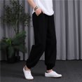 thumbnail image 5 of Edvintorg Lightweight Pants Women Fashion Solid Casual Summer Elastic High Waist Cotton Linen Pants with Pockets Trousers Women Black M, 5 of 7
