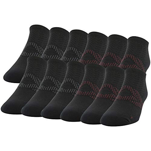 Gildan Men's Flat Knit No Show Socks, Black/Merlot, Shoe Size: 6-12