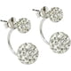 thumbnail image 1 of Pendientes de diamantes para mujer, con forma de estrella y doble bola, con cierre de cristal de doble cara, parte delantera y trasera, en plata., 1 of 5