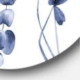 thumbnail image 3 of Designart 'Navy Blue Eucalyptus On White I' Traditional Circle Metal Wall Art 23x23 - Disc of 23, 3 of 5
