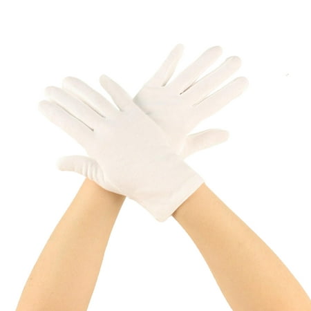 Matte 100% Cotton Stretchy Wrist Length Plain Blank Thin Gloves White 1 Pair